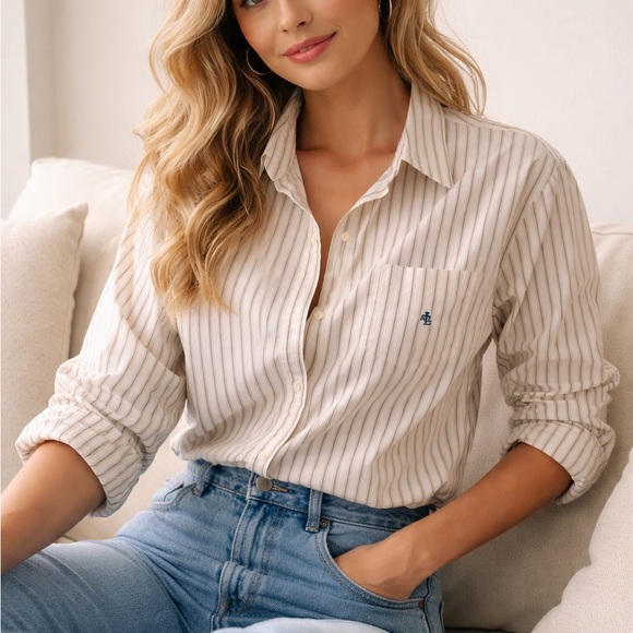 Lauren Ralph Lauren Other - Lauren Ralph Lauren Beige Striped Button-Down Shirt